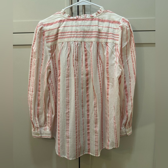 LOFT Red and White Striped Blouse-M - Picture 5 of 6